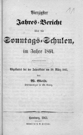 40.1864(1865): Jahres-Bericht über die Sonntags-Schulen im Jahre ...