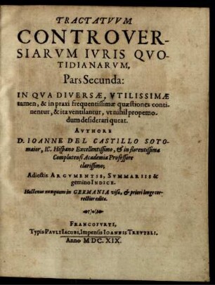 2: Tractatuum Controversiarum Iuris Quotidianarum, Pars .... 2