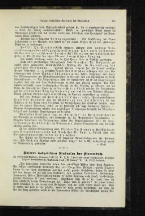Unseren katholischen Studenten ins Stammbuch