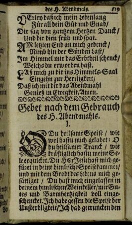 Gebet nach dem Gebrauch des H. Abendmahls.