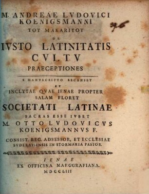 De iusto Latinitatis cultu praeceptiones