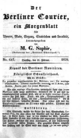 No. 617., Dienstag, den 17. Februar 1829