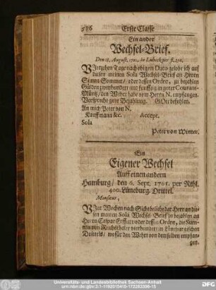 Ein Eigener Wechsel Auff einen andern