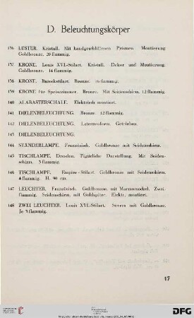 D. Beleuchtungskörper (Nr. 136-148)