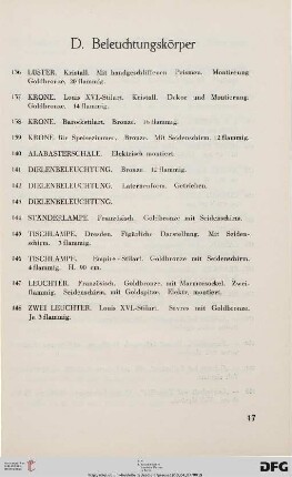 D. Beleuchtungskörper (Nr. 136-148)