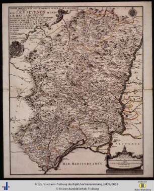 Partie orientale du gouvernement general de Languedoc ou se trouve dans les Sevenes et dans le Bas Languedoc.