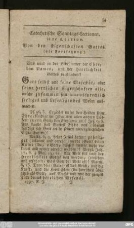 12te Lection. Von den Eigenschaften Gottes. (6te Fortsetzung)