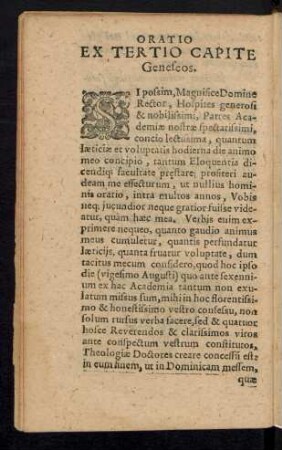 Oratio Ex Tertio Capite Geneseos.
