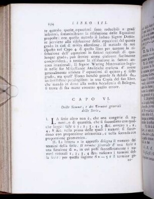 Capo VI. Delle Somme, e dei Termini generali delle Serie.