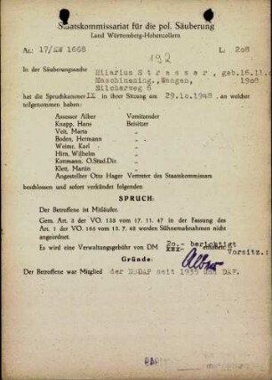 Strasser, Hilarius