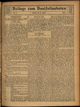 Zweite Ausgabe vom Sonntag, den 17. Januar 1926.