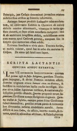 Scripta Lactantii Genuina Adhuc Extantia