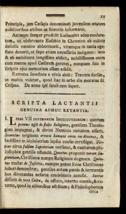 Scripta Lactantii Genuina Adhuc Extantia