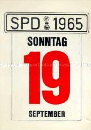 Postkarte der SPD zu den Bundestagswahlen 1965