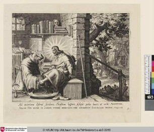 [Augustinus wäscht einem Mann die Füße]