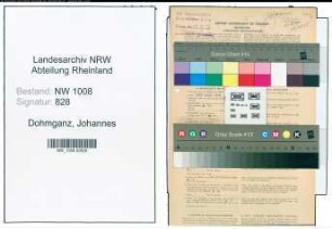 Entnazifizierung Johannes Dohmganz , geb. 21.02.1892 (Gastwirt)