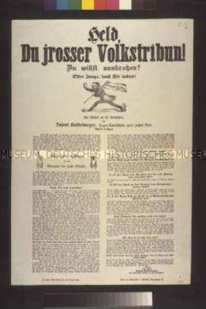 Satirisches Flugblatt: Held, Du jrosser Volkstribun! (Aujust Buddelmeyer); undatiert