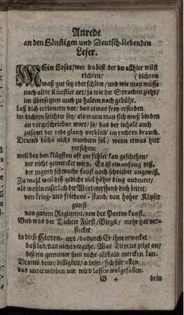 Anrede an den Gönstigen und Deutsch-liebenden Leser