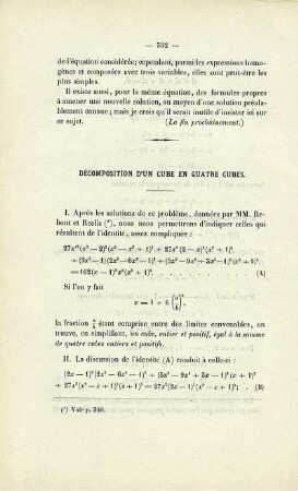 Décomposition d´un cube en quatre cubes.