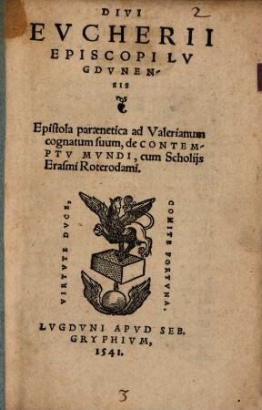Epistola paraenetica ad Valerianum cognatum suum de contemptu mundi