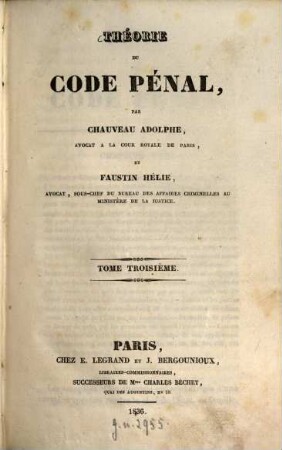 Théorie du Code pénal. 3 (1836)