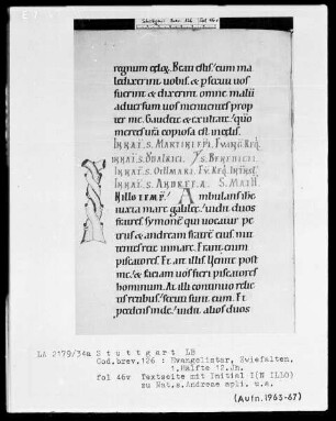 Festevangelistar (Benediktinerhandschrift) — Initiale I(n illo), Folio 46verso