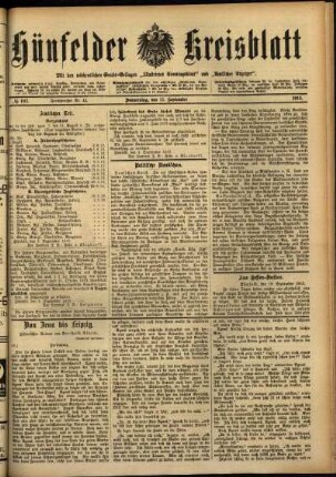Ausgabe vom Donnerstag, den 11. September 1913.