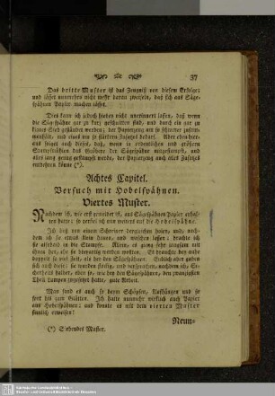 Achtes Kapitel. Versuch mit Hobelspähnen. Viertes Muster.