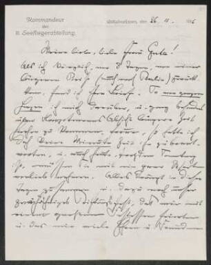 Brief von Fritz Brehmer an Margarete Hauptmann