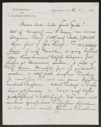 Brief von Fritz Brehmer an Margarete Hauptmann