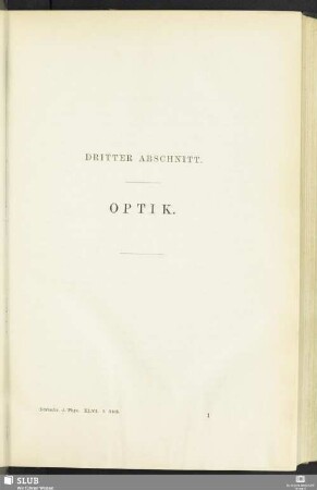 Dritter Abschnitt. Optik