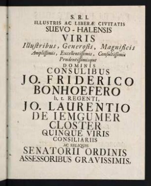 S.R.I. Illustris Ac Liberae Civitatis...