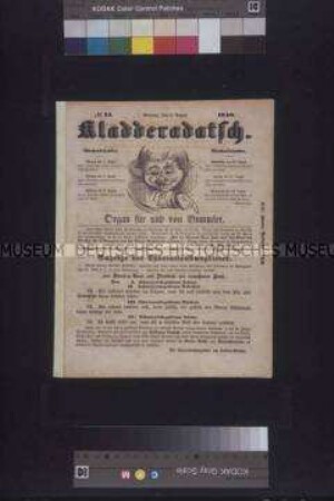 Politisch-satirische Zeitschrift: Kladderadatsch, Nr. 14, 2. Auflage; Berlin, 6. August 1848