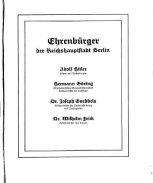 Ehrenbürger der Reichshauptstadt Berlin