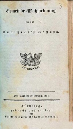 Gemeinde-Wahlordnung für das Königreich Bayern