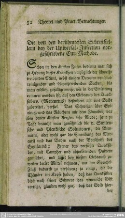 Die von den berühmtesten Schriftstellern bey der Universal-Infection vorgeschriebene Cur-Methode