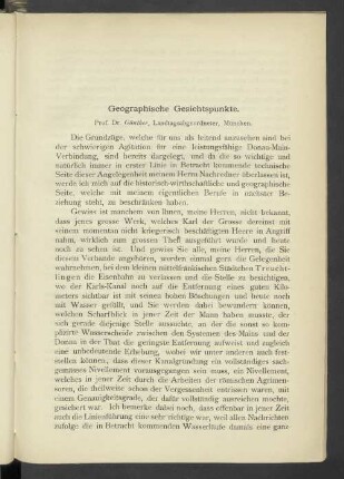 Geographische Gesichtspunkte