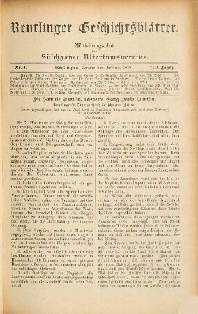 Reutlinger Geschichtsblätter. 8. 1897