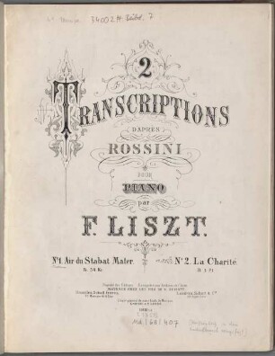 Deux transcriptions d'après Rossini : pour piano. 1, Air du Stabat Mater