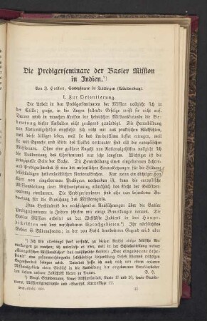 Die Predigerseminare der Basler Mission in Indien