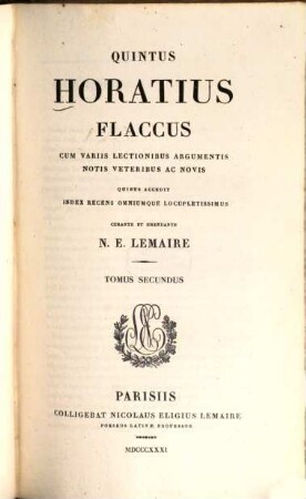 Quae exstant omnia opera, Tom. 2. Satirae. Epistolae