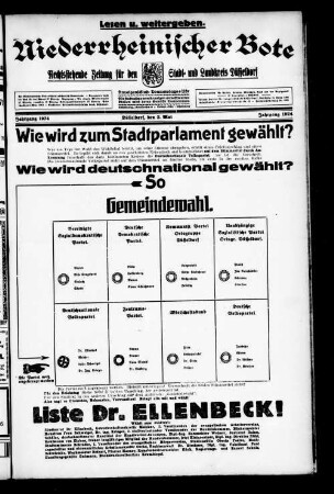Niederrheinischer Bote : rechtsstehende Zeitung für den Stadt- und Landkreis Düsseldorf