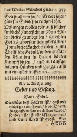 Die 2. Abtheilung. Gebet und Gesang.