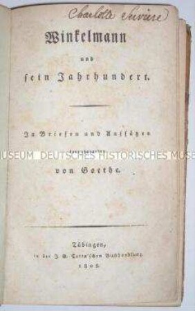 Briefsammlung über die Zeit J. J. Winckelmanns