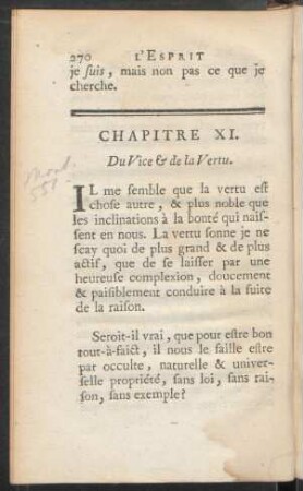 Chapitre XI. Du Vice & de la Vertu