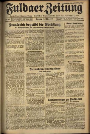 Erste Ausgabe vom Sonntag, den 17. März 1935.