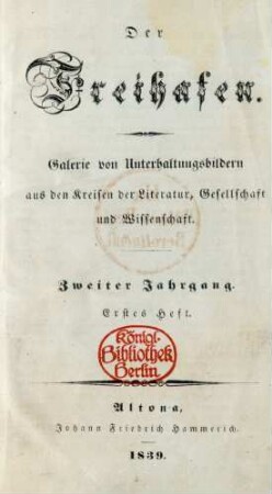 Zweiter Jahrgang. Erstes Heft