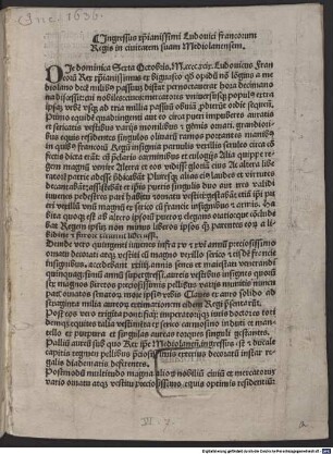Ingressus christianissimi Ludovici Francorum regis in civitatem suam Mediolanensem : 1499.10.06