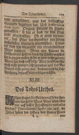 XLIII. Des Todes Urtheil