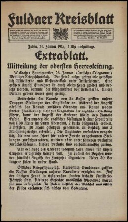 Dritte Ausgabe vom Dienstag, den 26. Januar 1915.